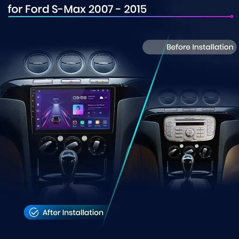 Radio Android do Ford S-Max (2007-2015) CarPlay Android Auto 4G WiFi GPS DSP