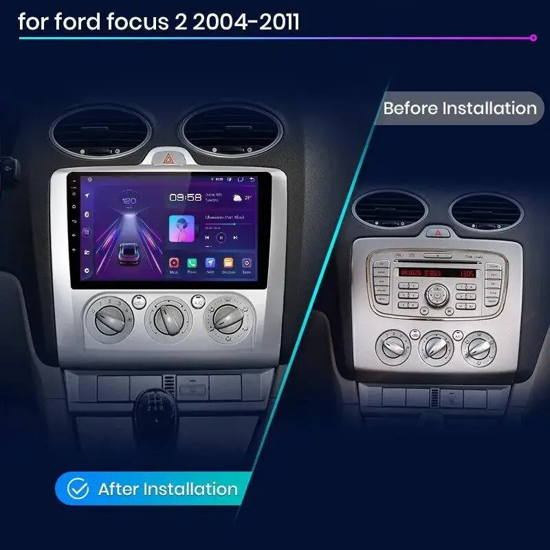 Radio Android do Ford Focus II MK2 (2004-2011) CarPlay Android Auto 4G WiFi GPS DSP
