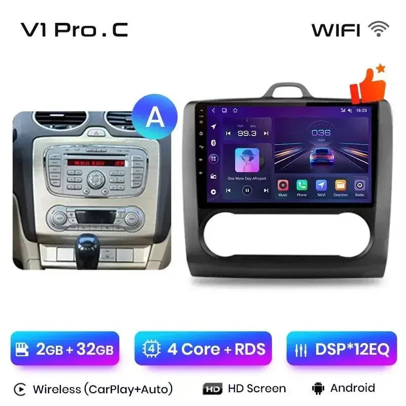 Radio Android do Ford Focus II MK2 (2004-2011) CarPlay Android Auto 4G WiFi GPS DSP