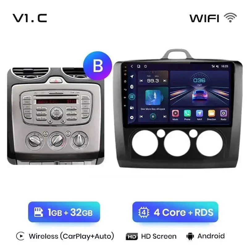 Radio Android do Ford Focus II MK2 (2004-2011) CarPlay Android Auto 4G WiFi GPS DSP