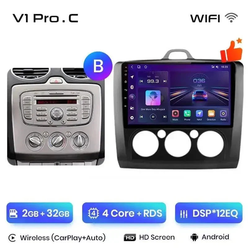 Radio Android do Ford Focus II MK2 (2004-2011) CarPlay Android Auto 4G WiFi GPS DSP