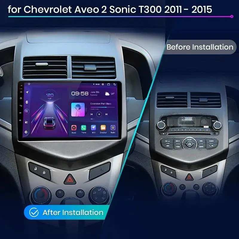Radio Android do Chevrolet Aveo II (2011-2013) CarPlay Android Auto 4G WiFi GPS DSP