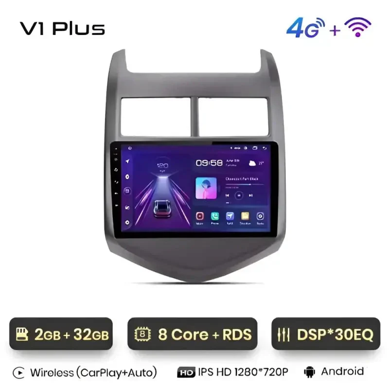Radio Android do Chevrolet Aveo II (2011-2013) CarPlay Android Auto 4G WiFi GPS DSP