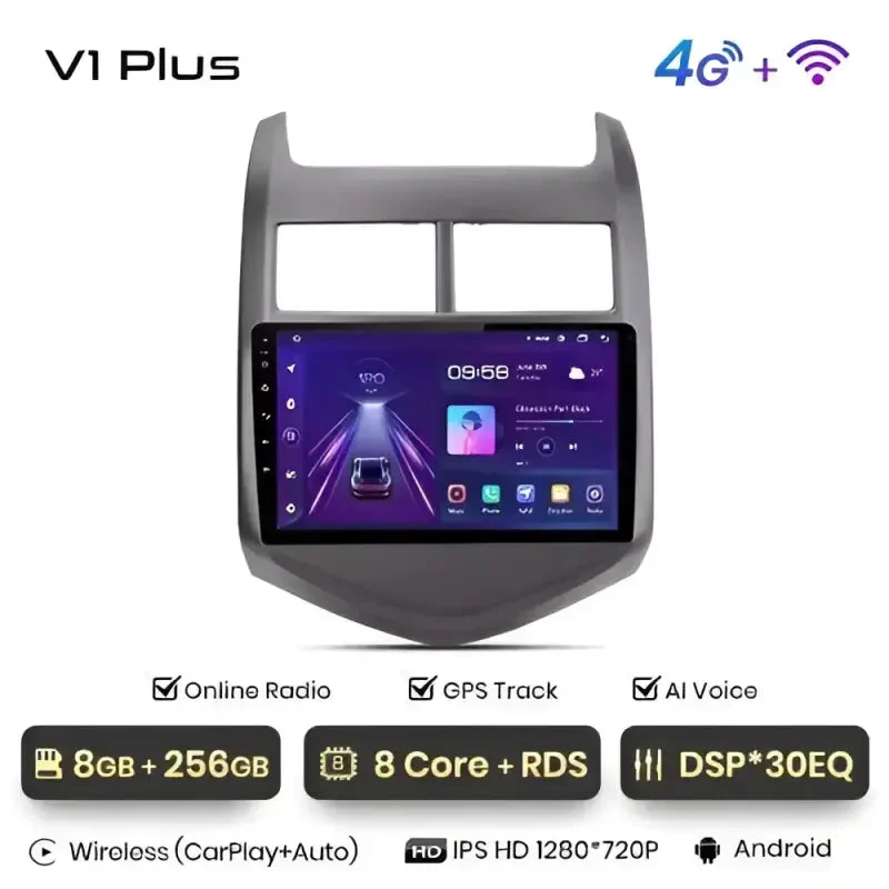 Radio Android do Chevrolet Aveo II (2011-2013) CarPlay Android Auto 4G WiFi GPS DSP