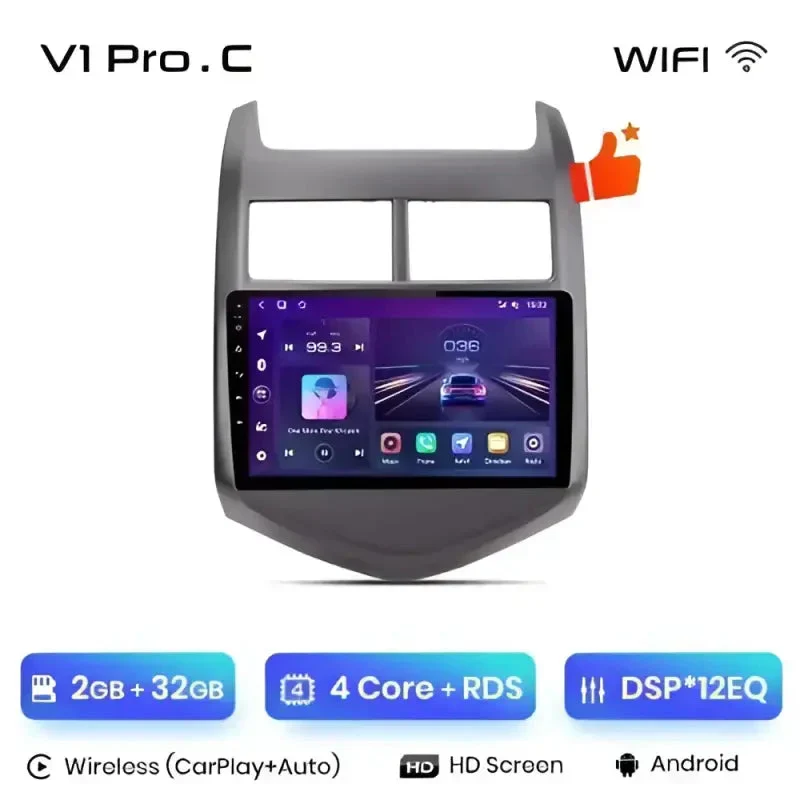 Radio Android do Chevrolet Aveo II (2011-2013) CarPlay Android Auto 4G WiFi GPS DSP