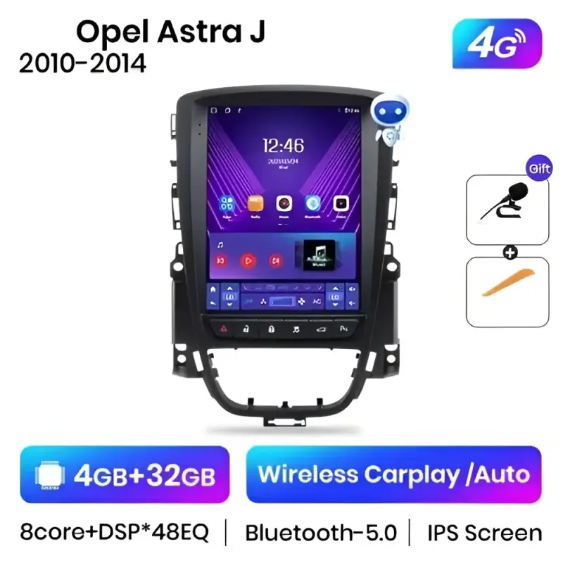 Radio Android do Opel Astra J (2009-2013) CarPlay Android Auto 4G WiFi GPS DSP