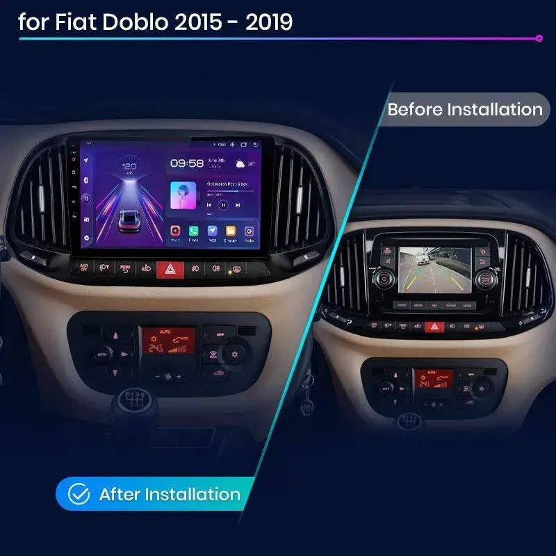 Radio Android do Fiat Doblo (2015-2019) CarPlay Android Auto 4G WiFi GPS DSP