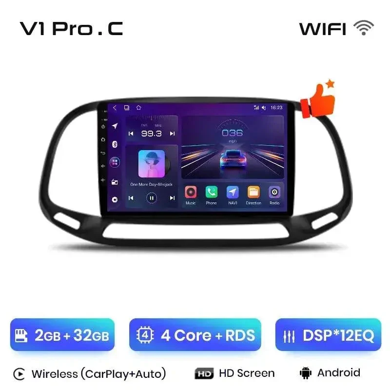 Radio Android do Fiat Doblo (2015-2019) CarPlay Android Auto 4G WiFi GPS DSP
