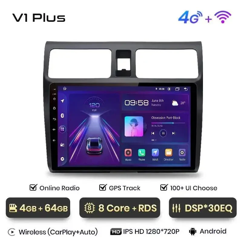 Radio Android do Suzuki Swift (2003-2010) CarPlay Android Auto 4G WiFi GPS DSP