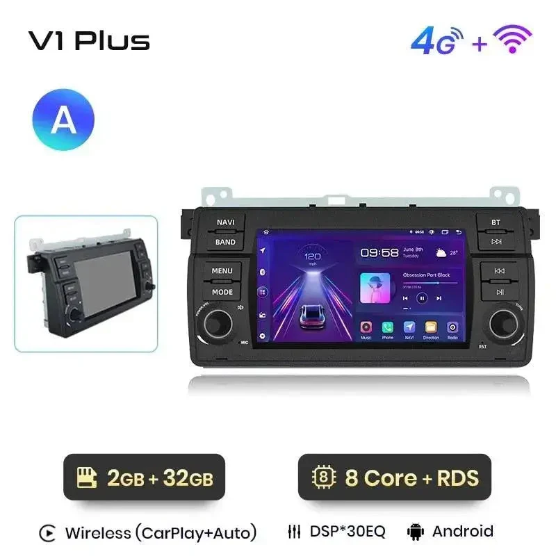 Radio Android do BMW Serii 3 E46 CarPlay Android Auto 4G WiFi GPS DSP