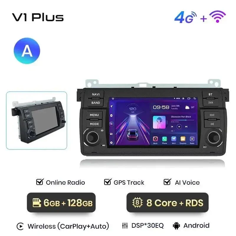Radio Android do BMW Serii 3 E46 CarPlay Android Auto 4G WiFi GPS DSP