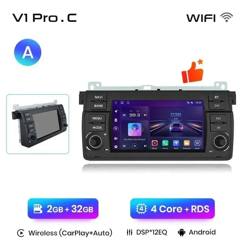 Radio Android do BMW Serii 3 E46 CarPlay Android Auto 4G WiFi GPS DSP