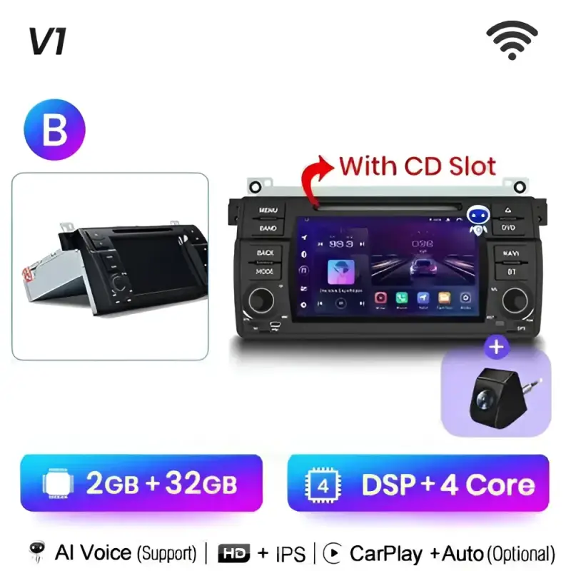 Radio Android do BMW Serii 3 E46 CarPlay Android Auto 4G WiFi GPS DSP