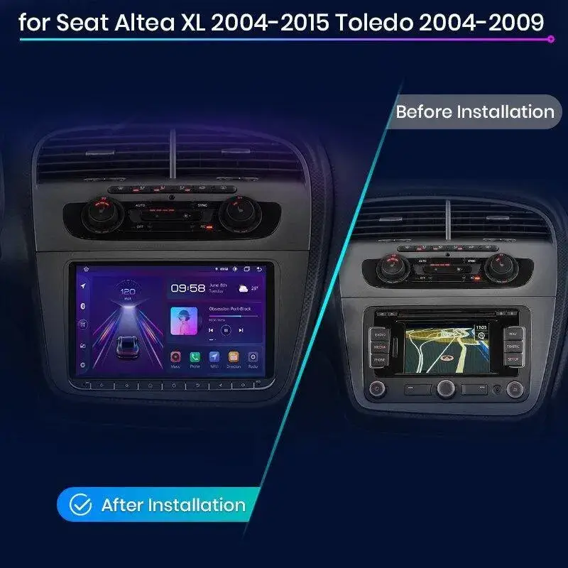 Radio Android do Seat Altea XL Toledo 2004-2009 (2004-2015) CarPlay Android Auto 4G WiFi GPS DSP