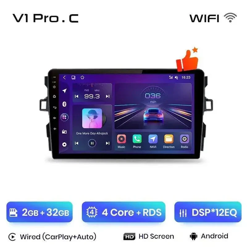 Radio Android do Toyota Auris E150 (2006-2012) CarPlay Android Auto 4G WiFi GPS DSP