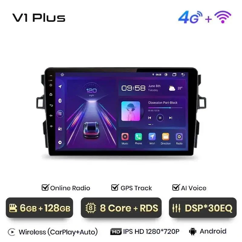 Radio Android do Toyota Auris E150 (2006-2012) CarPlay Android Auto 4G WiFi GPS DSP