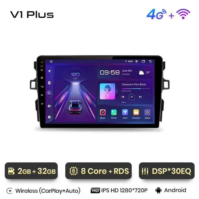 Radio Android do Toyota Auris E150 (2006-2012) CarPlay Android Auto 4G WiFi GPS DSP