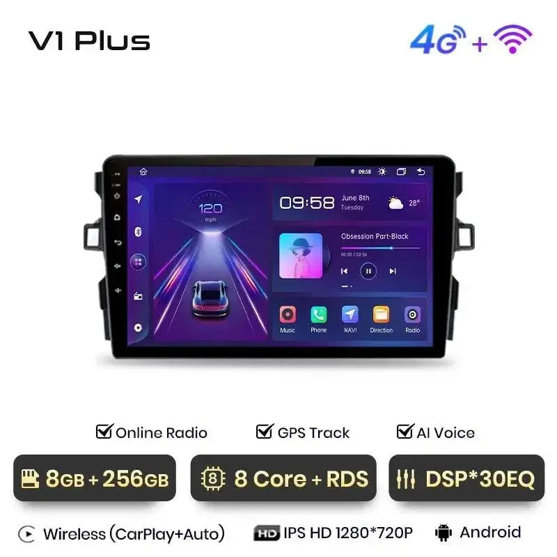 Radio Android do Toyota Auris E150 (2006-2012) CarPlay Android Auto 4G WiFi GPS DSP