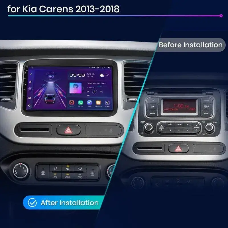 Radio Android do KIA Carens (2013-2018) CarPlay Android Auto 4G WiFi GPS DSP