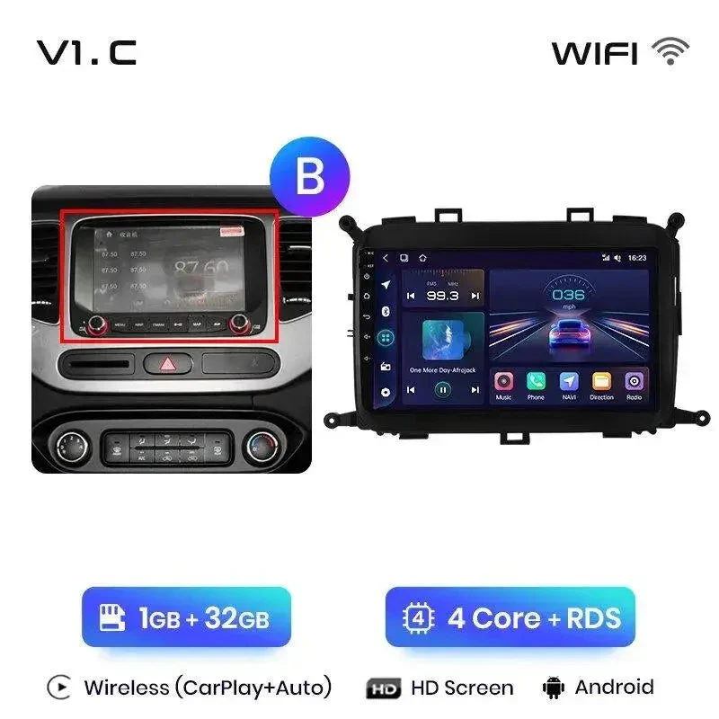 Radio Android do KIA Carens (2013-2018) CarPlay Android Auto 4G WiFi GPS DSP