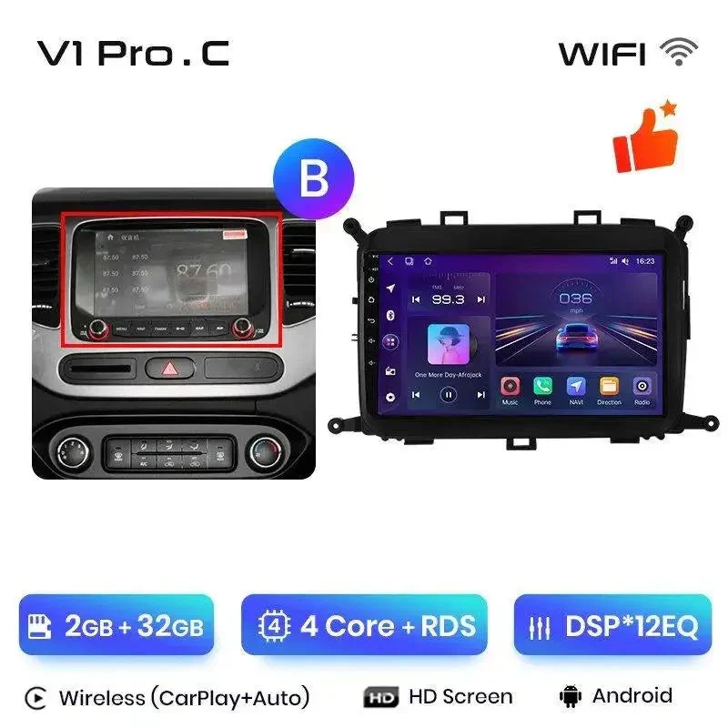 Radio Android do KIA Carens (2013-2018) CarPlay Android Auto 4G WiFi GPS DSP