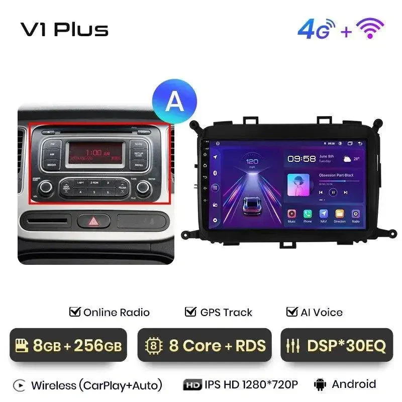 Radio Android do KIA Carens (2013-2018) CarPlay Android Auto 4G WiFi GPS DSP