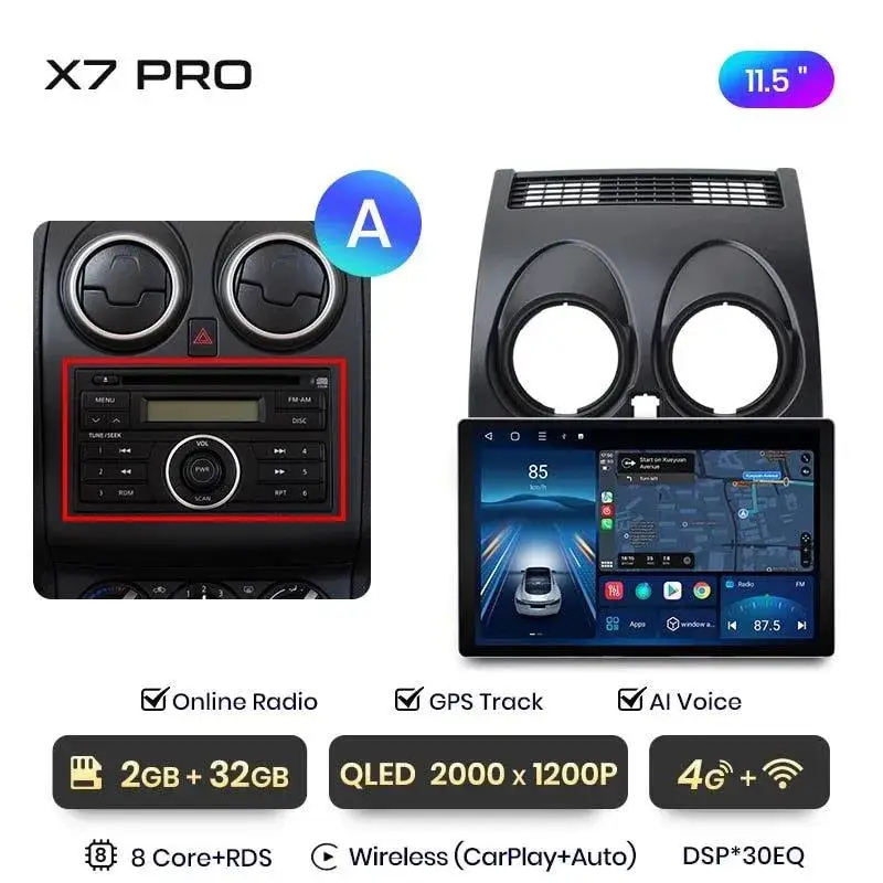 Radio Android do Nissan Qashqai J10 Multimedialne (2006-2013) CarPlay Android Auto 4G WiFi GPS DSP