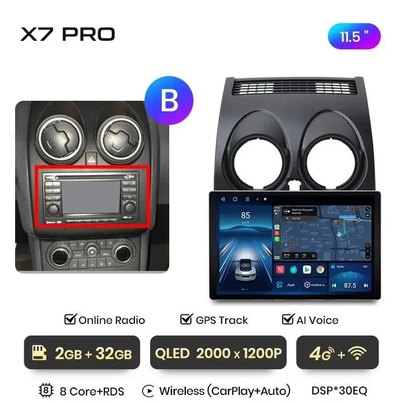 Radio Android do Nissan Qashqai J10 Multimedialne (2006-2013) CarPlay Android Auto 4G WiFi GPS DSP
