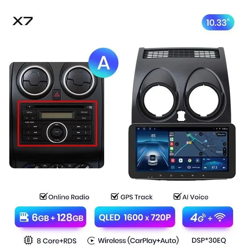 Radio Android do Nissan Qashqai J10 Multimedialne (2006-2013) CarPlay Android Auto 4G WiFi GPS DSP