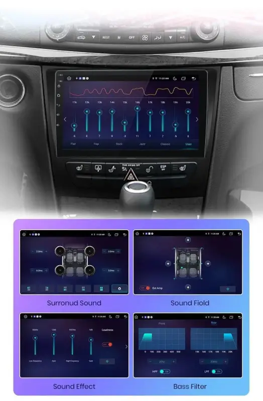 Radio Android do Mercedes-Benz E-Klasa W211 E300 (2002-2010) CarPlay Android Auto 4G WiFi GPS DSP