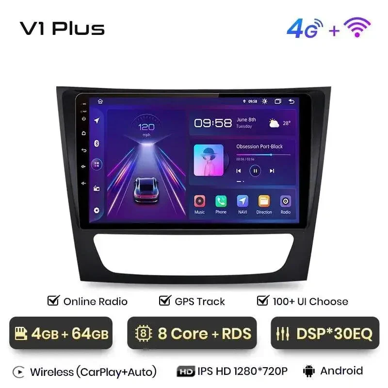 Radio Android do Mercedes-Benz E-Klasa W211 E300 (2002-2010) CarPlay Android Auto 4G WiFi GPS DSP