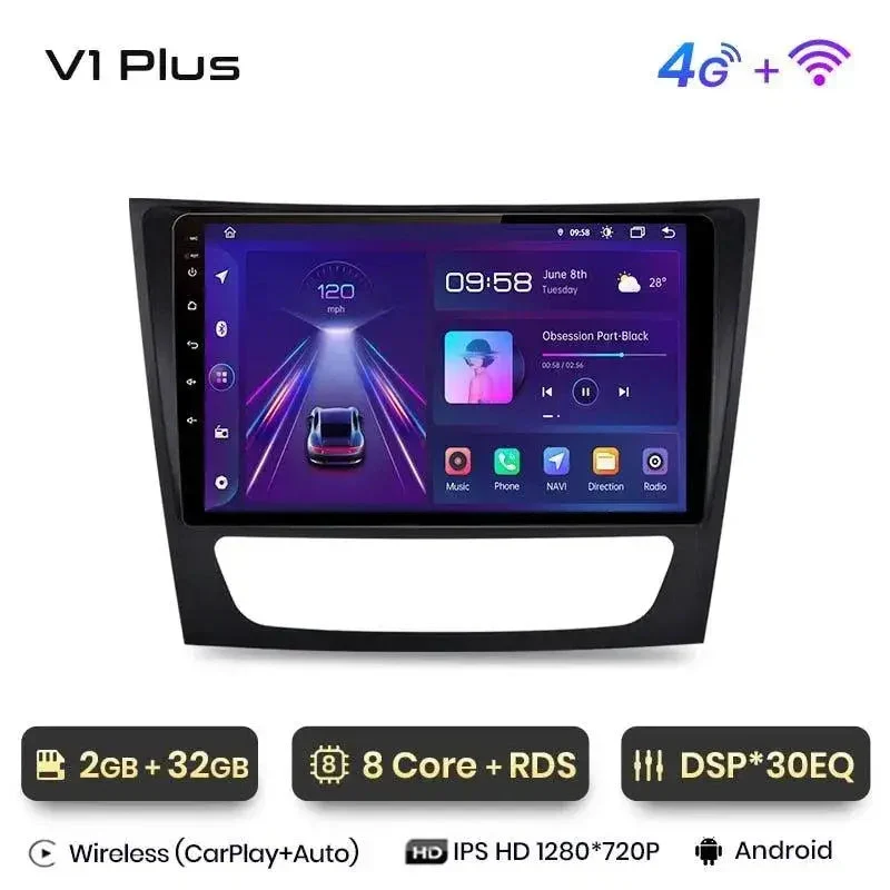 Radio Android do Mercedes-Benz E-Klasa W211 E300 (2002-2010) CarPlay Android Auto 4G WiFi GPS DSP