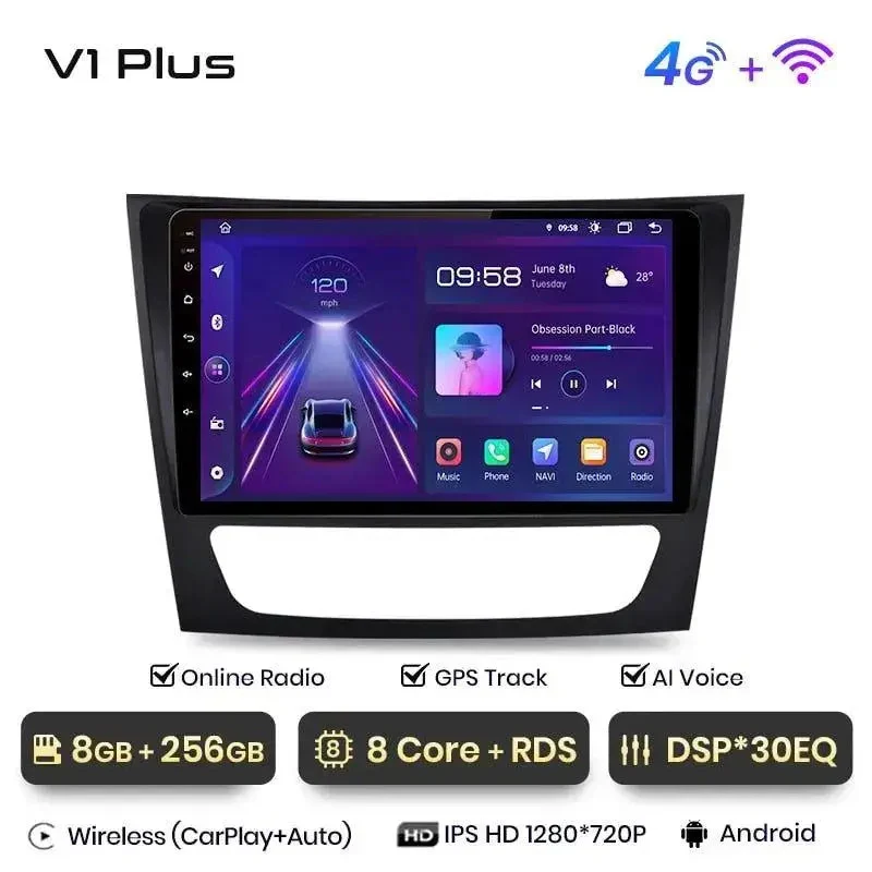 Radio Android do Mercedes-Benz E-Klasa W211 E300 (2002-2010) CarPlay Android Auto 4G WiFi GPS DSP