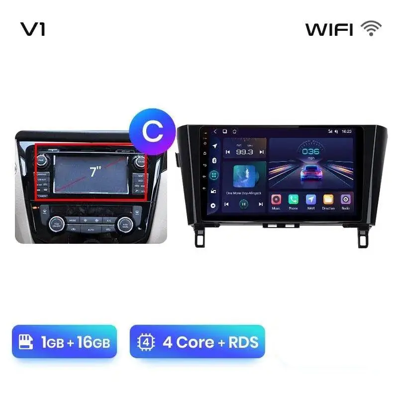 Radio Android do Nissan Qashqai J11 X-Trail T32 (2014-2017) CarPlay Android Auto 4G WiFi GPS DSP