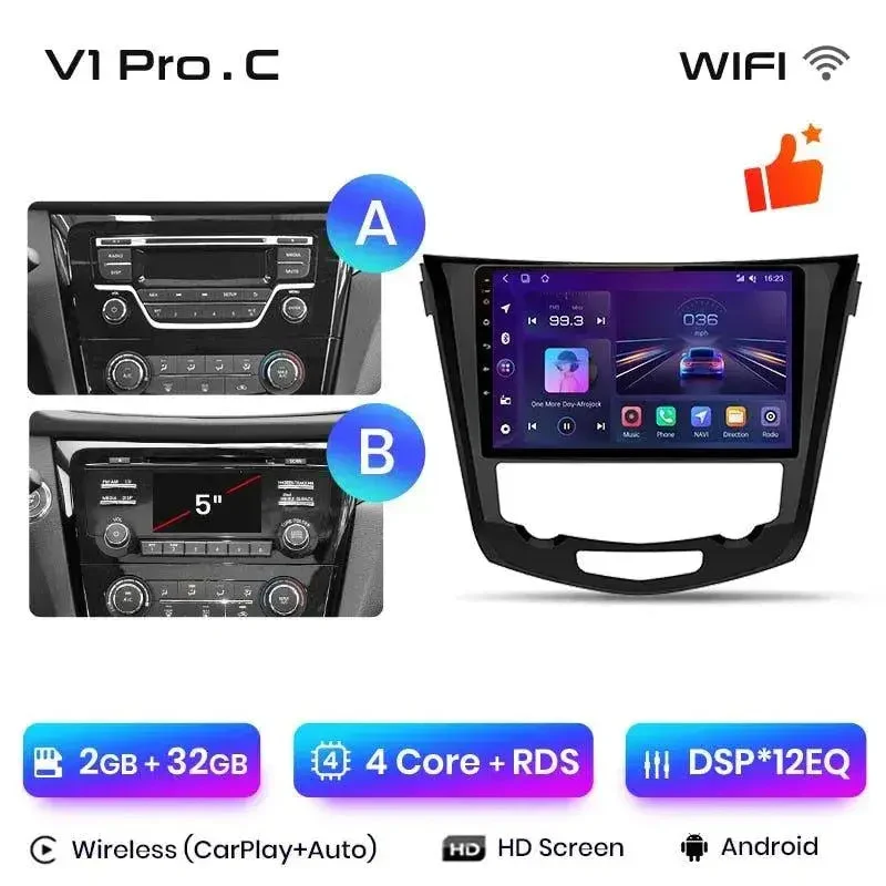 Radio Android do Nissan Qashqai J11 X-Trail T32 (2014-2017) CarPlay Android Auto 4G WiFi GPS DSP