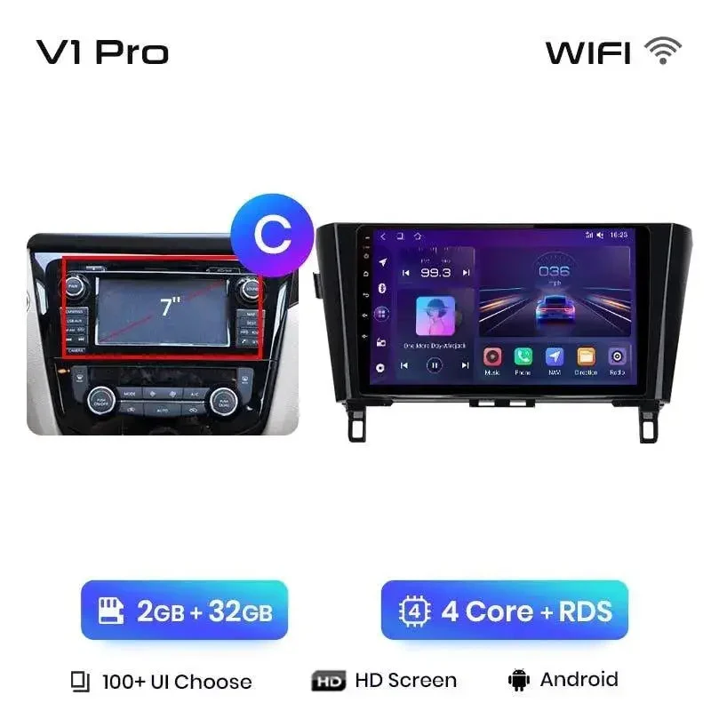 Radio Android do Nissan Qashqai J11 X-Trail T32 (2014-2017) CarPlay Android Auto 4G WiFi GPS DSP