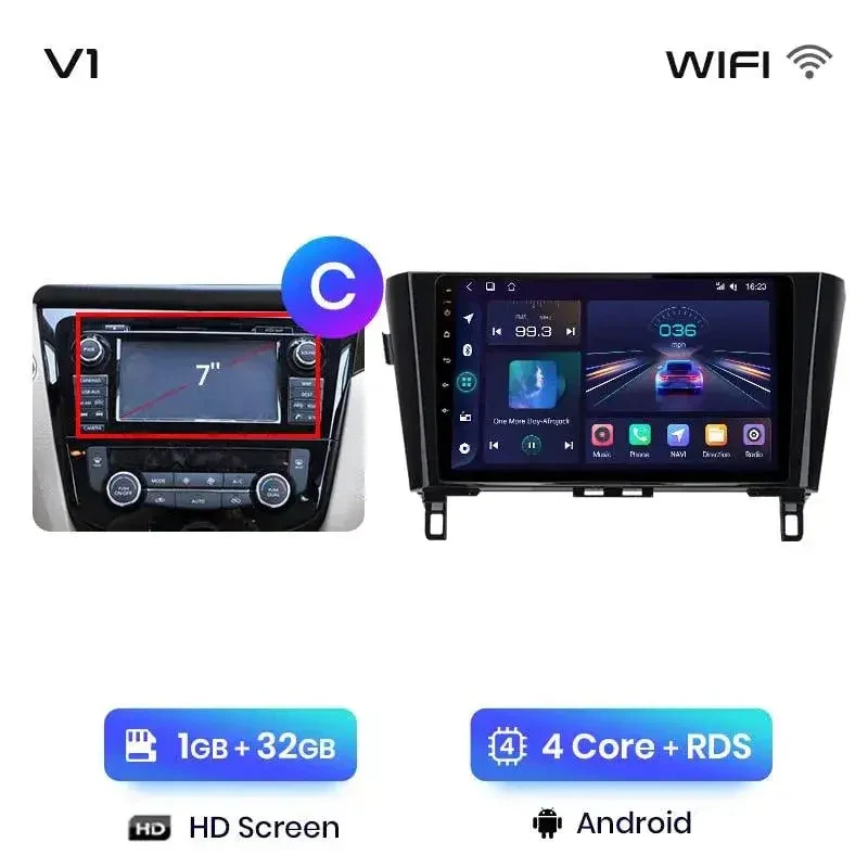 Radio Android do Nissan Qashqai J11 X-Trail T32 (2014-2017) CarPlay Android Auto 4G WiFi GPS DSP