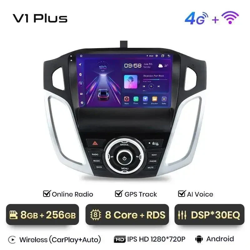 Radio Android do Ford Focus III MK3 (2011-2019) CarPlay Android Auto 4G WiFi GPS DSP