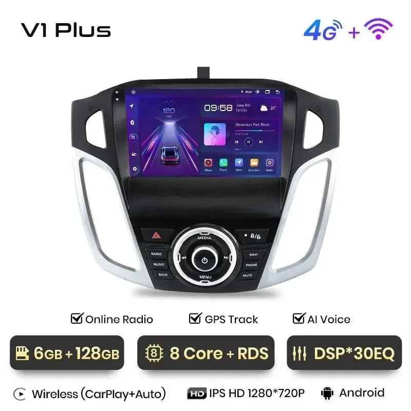 Radio Android do Ford Focus III MK3 (2011-2019) CarPlay Android Auto 4G WiFi GPS DSP
