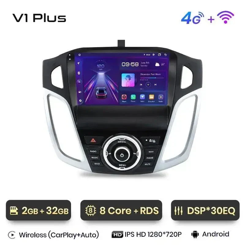 Radio Android do Ford Focus III MK3 (2011-2019) CarPlay Android Auto 4G WiFi GPS DSP