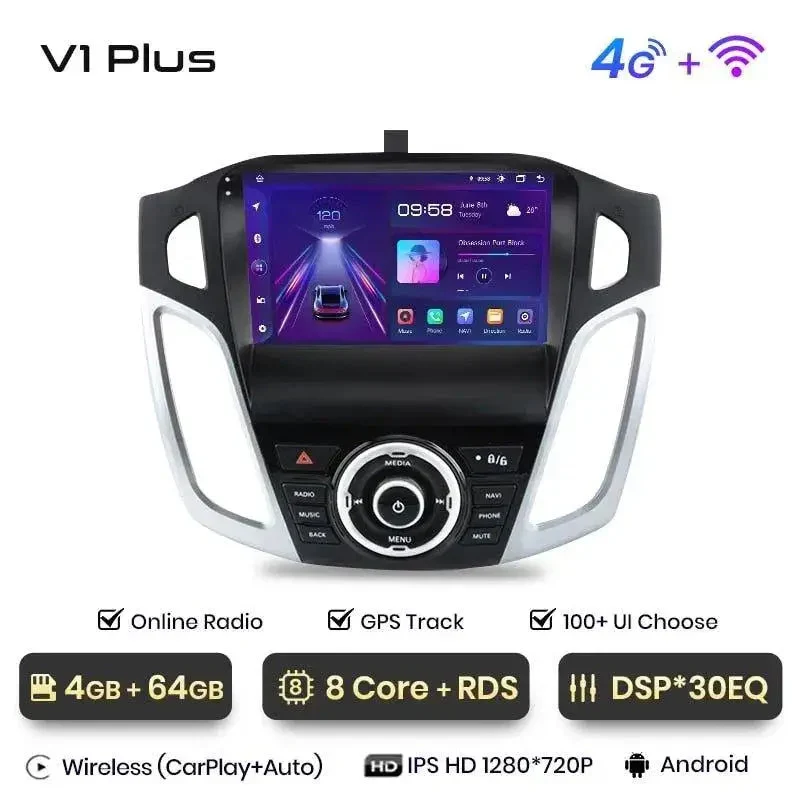 Radio Android do Ford Focus III MK3 (2011-2019) CarPlay Android Auto 4G WiFi GPS DSP