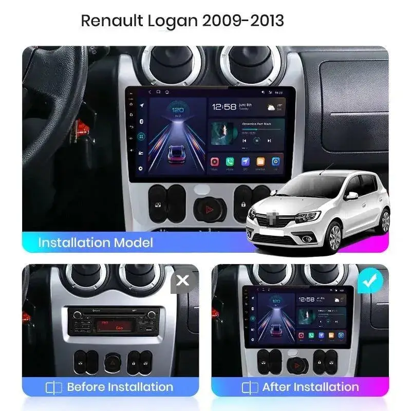 Radio Android do Renault Logan I Sandero Dacia Duster (2009-2015) CarPlay Android Auto 4G WiFi GPS DSP