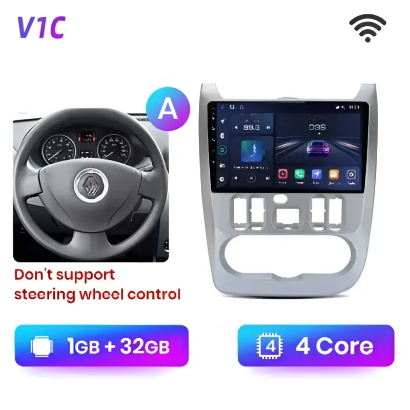 Radio Android do Renault Logan I Sandero Dacia Duster (2009-2015) CarPlay Android Auto 4G WiFi GPS DSP