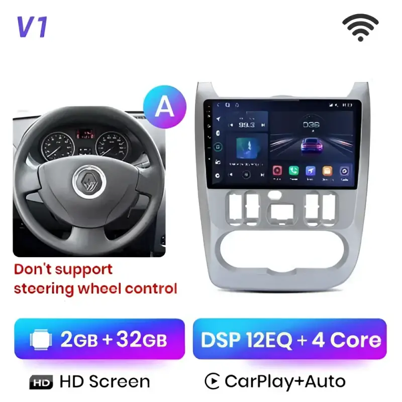 Radio Android do Renault Logan I Sandero Dacia Duster (2009-2015) CarPlay Android Auto 4G WiFi GPS DSP