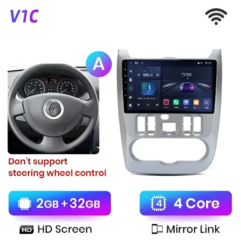 Radio Android do Renault Logan I Sandero Dacia Duster (2009-2015) CarPlay Android Auto 4G WiFi GPS DSP