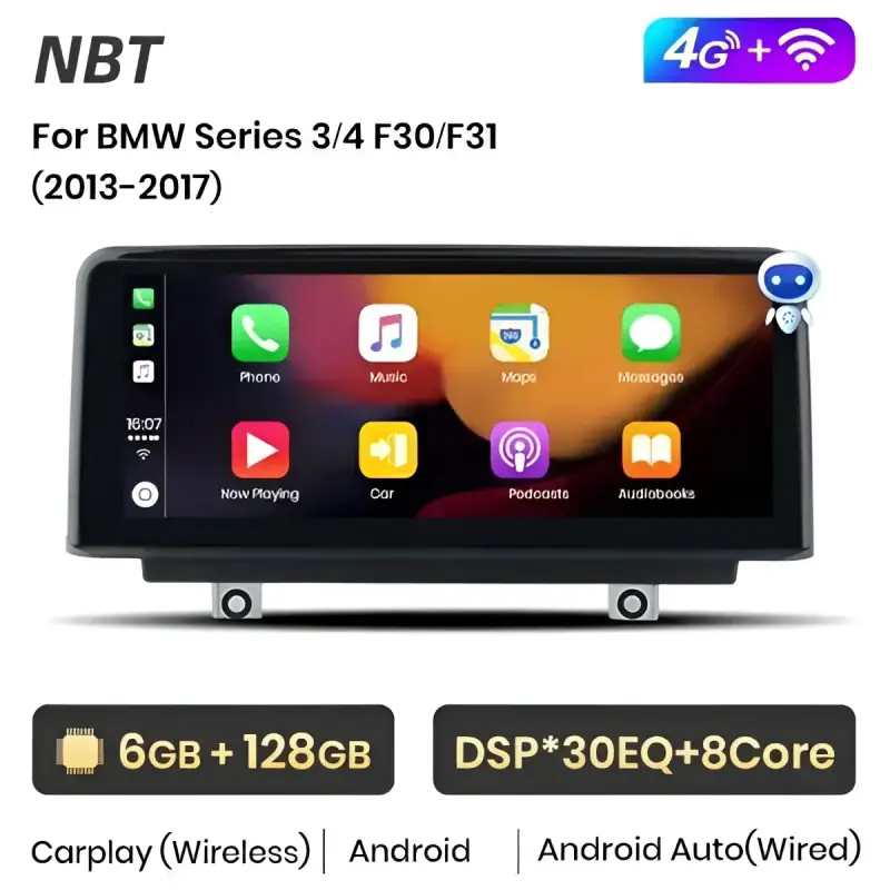 Radio Android do BMW Serii 1 2 3 4 F20 F21 F22 F30 F31 F32 F33 F34 F36 CarPlay Android Auto 4G WiFi GPS DSP