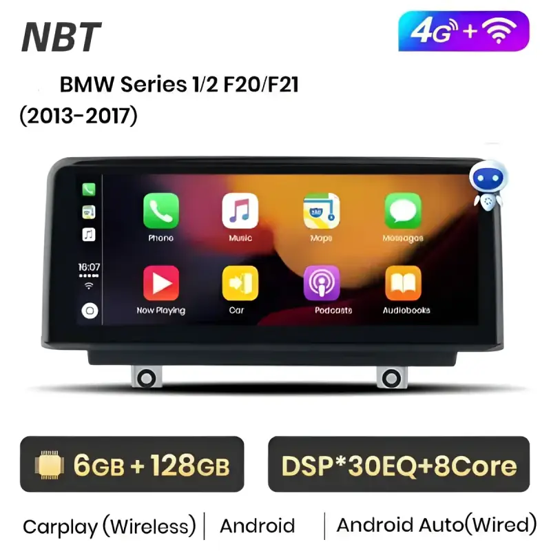 Radio Android do BMW Serii 1 2 3 4 F20 F21 F22 F30 F31 F32 F33 F34 F36 CarPlay Android Auto 4G WiFi GPS DSP
