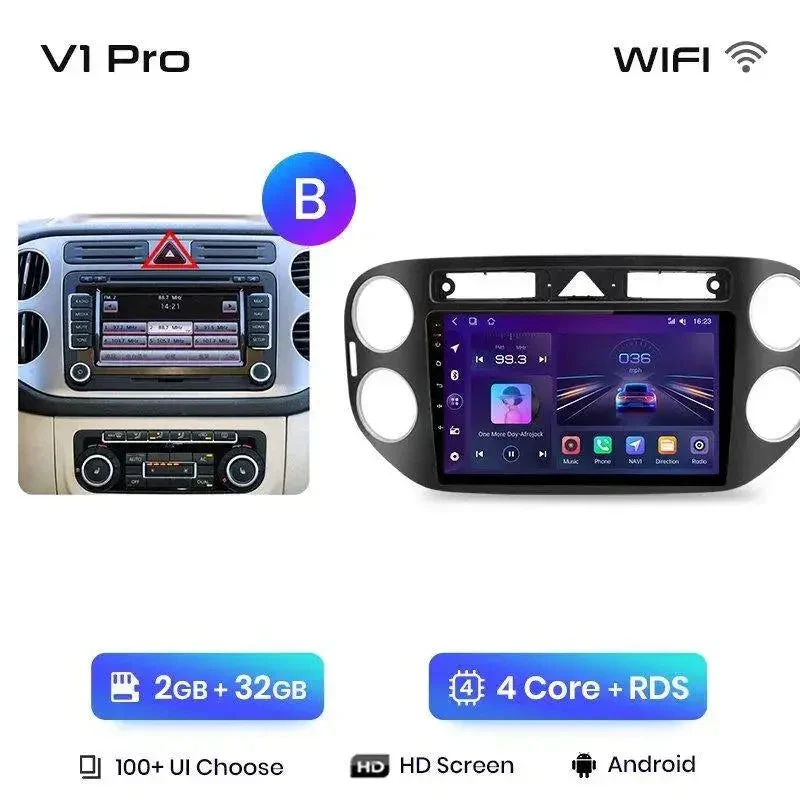 Radio Android do Volkswagen VW Tiguan (2006-2016) CarPlay Android Auto 4G WiFi GPS DSP