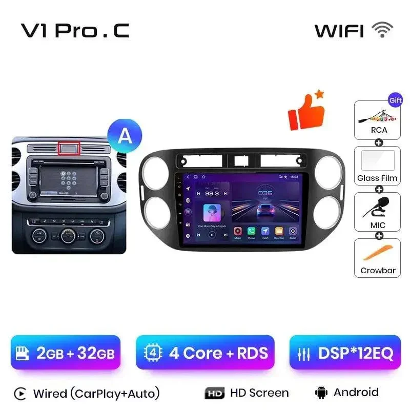 Radio Android do Volkswagen VW Tiguan (2006-2016) CarPlay Android Auto 4G WiFi GPS DSP