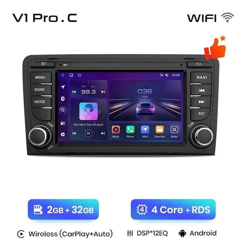 Radio Android do Audi A3 8P Sportback (2003-2011) CarPlay Android Auto 4G WiFi GPS DSP